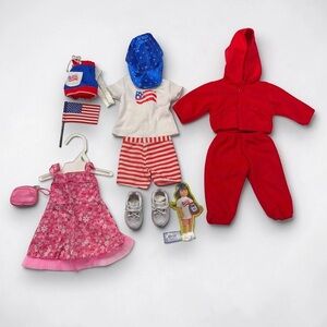Our Generation Doll Clothes and Accessories Lot Red White Blue 4th of July